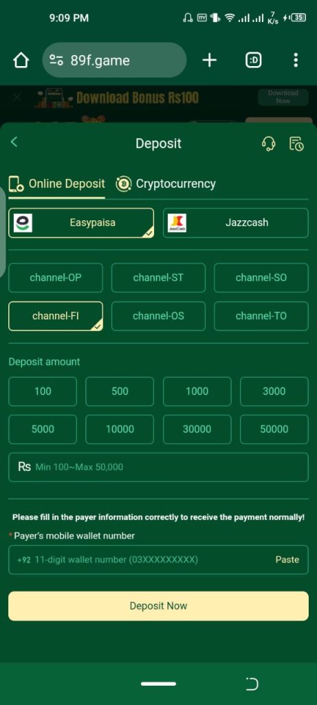89F Game-payment